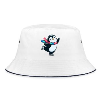Winterwalzer-Pinguin: Die eisige Tänzerin - Bucket Hat - Weiß/Navy - Vorne