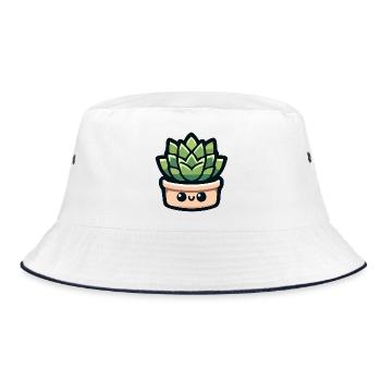 Petite Potted Pal: The Cheery Succulent - Bucket Hat - white/navy - Front