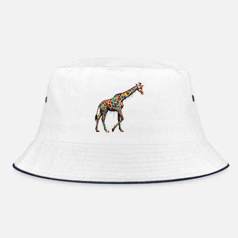Giraffe - Bucket Hat - Weiß/Navy