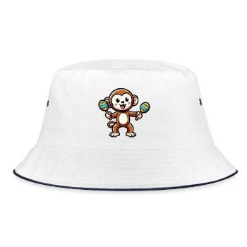Maraca Monkey: The Musical Primate - Bucket Hat - white/navy - Front