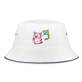 Das Drachenabenteuer des luftigen Ferkels - Bucket Hat - Weiß/Navy - Vorne