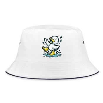 Splashy Quacker: The Puddle-Hopping Duck - Bucket Hat - white/navy - Front
