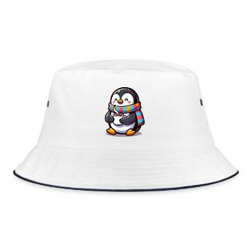 Charming Penguin with Colourful Scarf - Bucket Hat - white/navy - Front