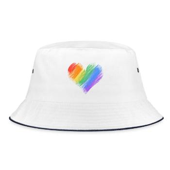 Rainbow Heart Brush Stroke - Bucket Hat - white/navy - Front