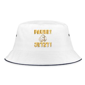PAUSE JETZT - Bucket Hat - Weiß/Navy - Vorne