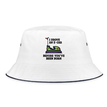 Energy Storage Statement Refueling Electricity E-car - Bucket Hat - white/navy - Front