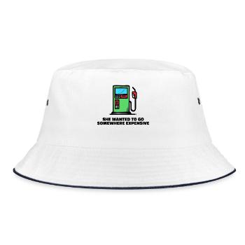 Tankstelle Tanken Statement Zapfsäule Energie - Bucket Hat - Weiß/Navy - Vorne