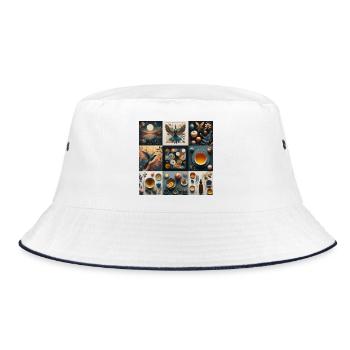 Collage, nature and life - Bucket Hat - white/navy - Front
