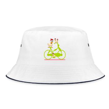 CHICKEN COOP CHICKENS - BICYCLE - Bucket Hat - white/navy - Front