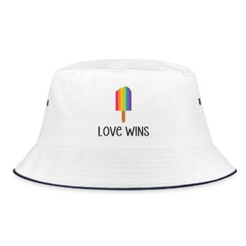 LGBTQ Pride Month - Liebe gewinnt - Bucket Hat - Weiß/Navy - Vorne