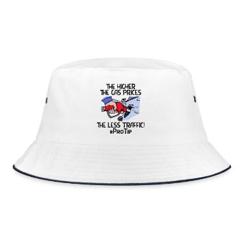 Gasoline Fuel Pump Energy Energy Storage Statement - Bucket Hat - white/navy - Front