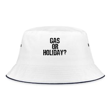 Benzin Diesel Zapfsäule Energie Tanken Statement - Bucket Hat - Weiß/Navy - Vorne