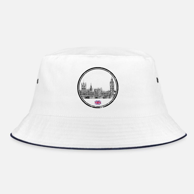 Tiny Union Jack Accent on Black Bucket Hat