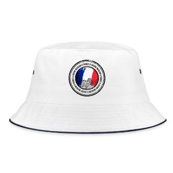 Pariser Flaggenkreis: Louvre-Skizze - Bucket Hat - Weiß/Navy - Vorne