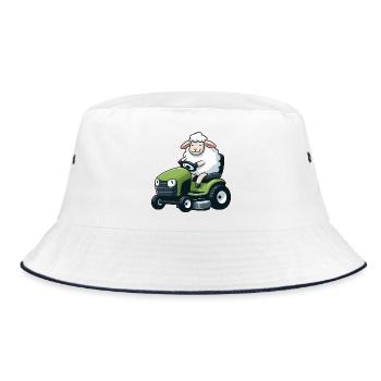 Schaf Lamm Rasenmäher Gartenpflege - Bucket Hat - Weiß/Navy - Vorne