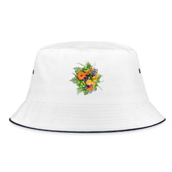 BOUQUET - Bucket Hat - white/navy - Front