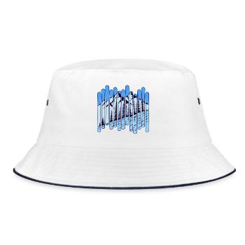 Schnee Winter Skifahrer Wintersport Berg Eis Frost - Bucket Hat - Weiß/Navy - Vorne