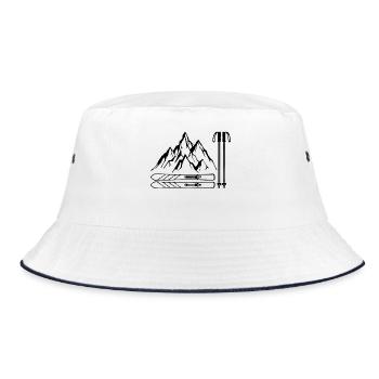 Winter sports Skiing Snowfall Snowboard Mountain - Bucket Hat - white/navy - Front