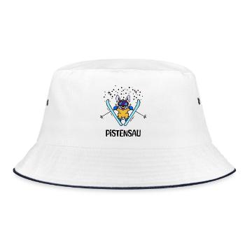 Skifahrer Wintersport Spruch Eislaufen Schnee Kalt - Bucket Hat - Weiß/Navy - Vorne
