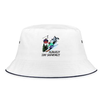 Berg Statement Schifahrer Skifahrer Wintersport - Bucket Hat - Weiß/Navy - Vorne