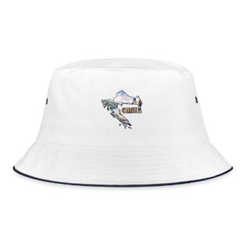 Aquarell Landkarte Kroatien - Bucket Hat - Weiß/Navy - Vorne