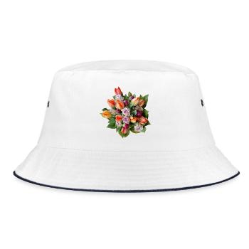 Bouquet of Flowers – Pastel Dreams - Bucket Hat - white/navy - Front