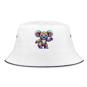 Koala - Bucket Hat - Weiß/Navy - Vorne
