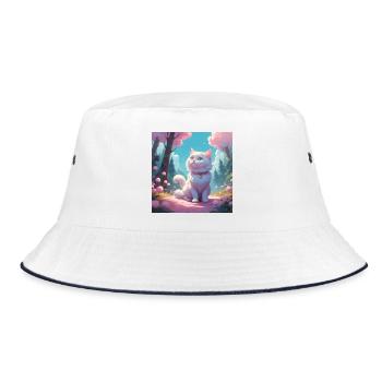 Kitten in the forest - Bucket Hat - white/navy - Front