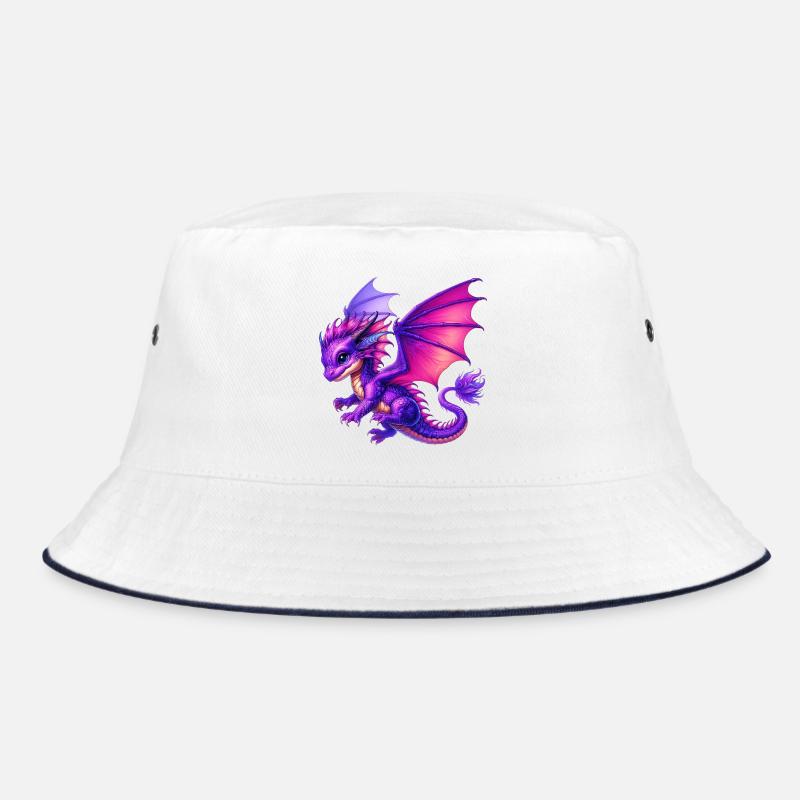 Drache - Bucket Hat - Weiß/Navy