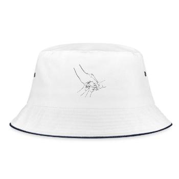 Papa-Kind, das Hände zusammenzieht, sammelte - Bucket Hat - Weiß/Navy - Vorne
