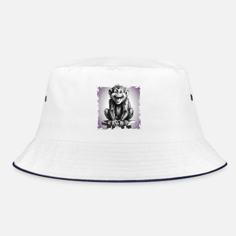 Affe lachend sitzt auf Hocker Bucket Hat