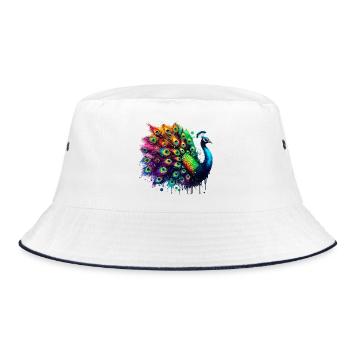 Pfau - Bucket Hat - Weiß/Navy - Vorne