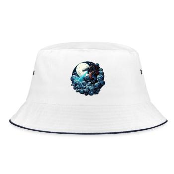 Mystischer Drache, der Wasser im Mondlicht spuckt - Bucket Hat - Weiß/Navy - Vorne