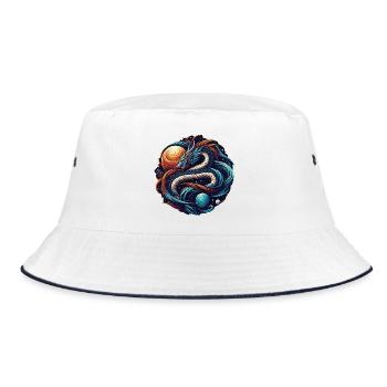 Mystical Cosmic Dragon Artwork - Bucket Hat - white/navy - Front
