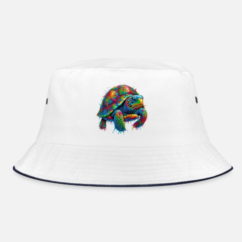 Schildkröte - Bucket Hat - Weiß/Navy