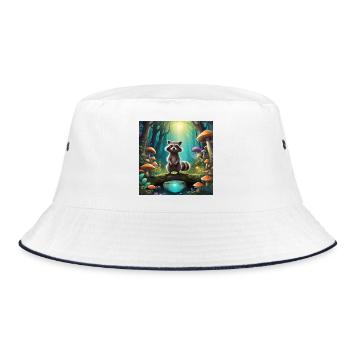 Raccoon in the enchanted forest - Bucket Hat - white/navy - Front