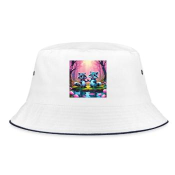 Raccoons in the fairytale forest - Bucket Hat - white/navy - Front