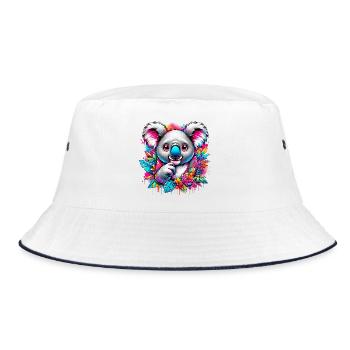 Koala - Bucket Hat - Weiß/Navy - Vorne