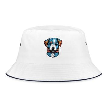 Portrait of a little blue dog - Bucket Hat - white/navy - Front