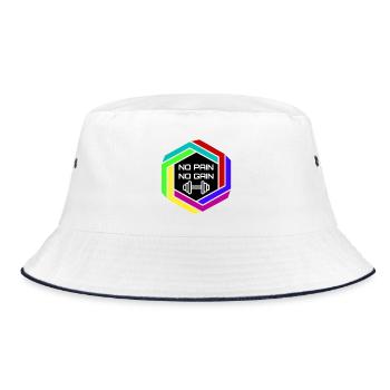 No Pain No Gain - Fitness decal - Bucket Hat - white/navy - Front