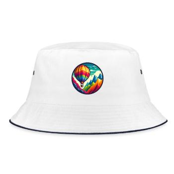 Bunter Heißluftballon in den Bergen - Bucket Hat - Weiß/Navy - Vorne