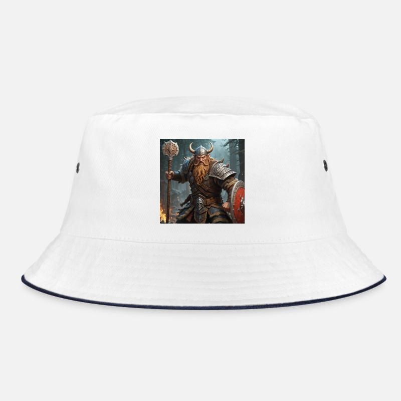 Nordischer Krieger mit Axt und Schild - Bucket Hat - Weiß/Navy