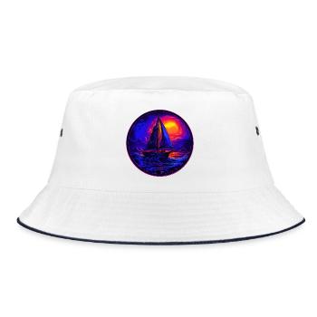 Neonsegler am Abendrot - Bucket Hat - Weiß/Navy - Vorne