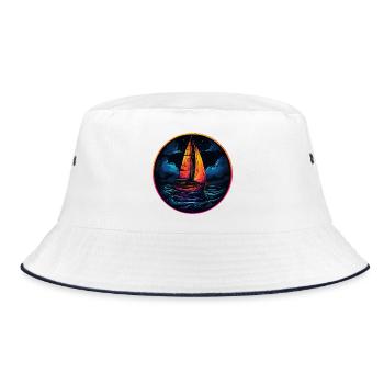 Neonsegler am Abendsee - Bucket Hat - Weiß/Navy - Vorne