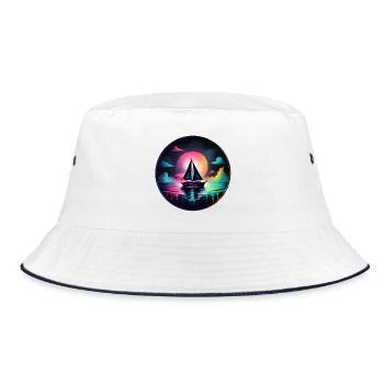 Neonsegler am Sonnenuntergang - Bucket Hat - Weiß/Navy - Vorne