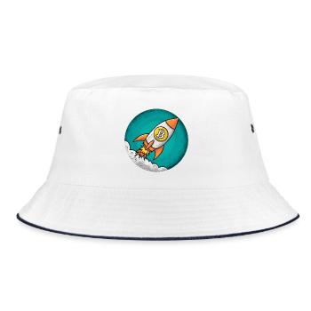 Krypto-Rakete: Bitcoin zum Mond! - Bucket Hat - Weiß/Navy - Vorne