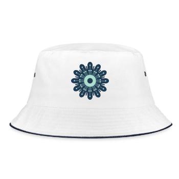 Fleur bleu foncé et vert menthe - Bob - blanc/marine - Devant