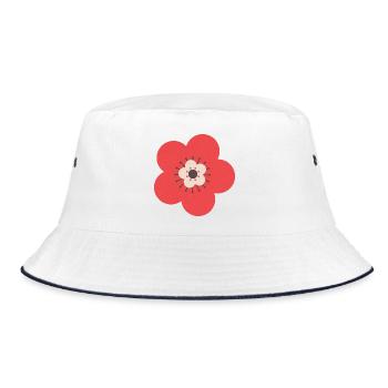 Fleur rouge et crème - Bob - blanc/marine - Devant