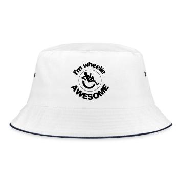 Ich bin Wheelie Awesome in meinem Rollstuhl # - Bucket Hat - Weiß/Navy - Vorne