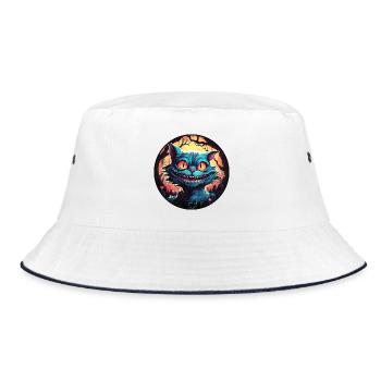 Cheshire Cat Alice in Wonderland Circle - Bucket Hat - white/navy - Front